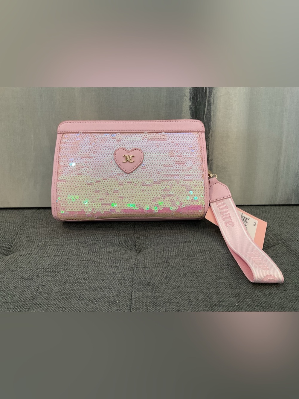 Juicy Couture Pink Sequin Frame Pouch/Wristlet/Clutch - NWT - Picture 7 of 11